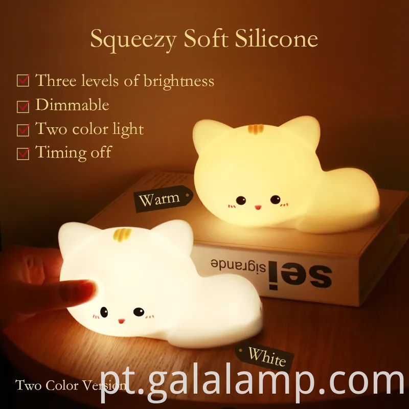 Adorável sensor de toque de silicone, lâmpada noturna para crianças